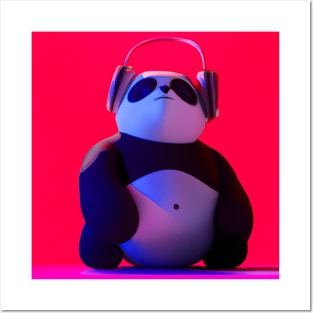 Asocial Synthwave Panda (Red) Posters and Art